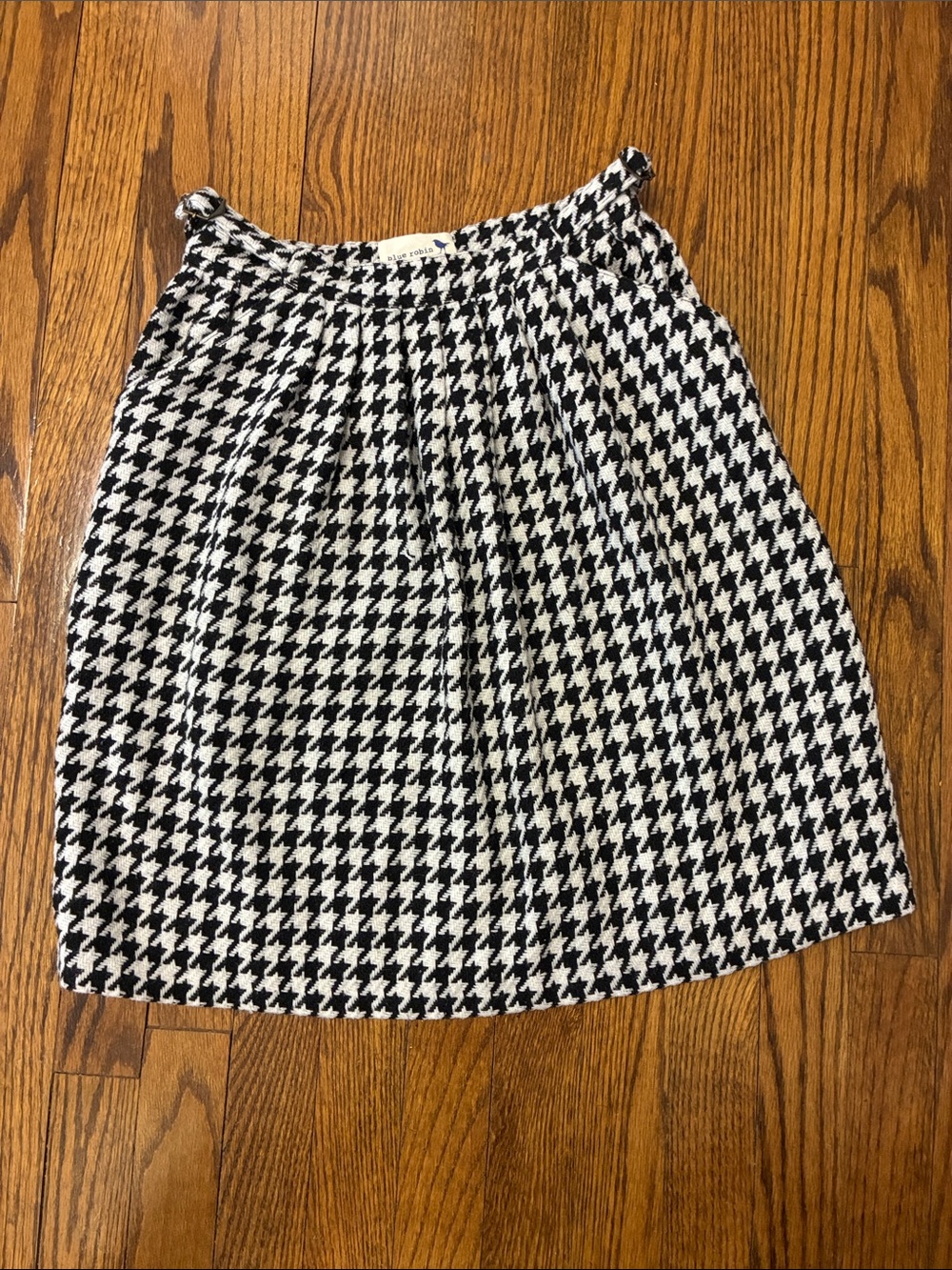 Anthropologie Blue Robin Black & White Houndstooth A-Line Skirt size 4